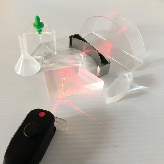 laser light refraction with prisms and plastic experiment