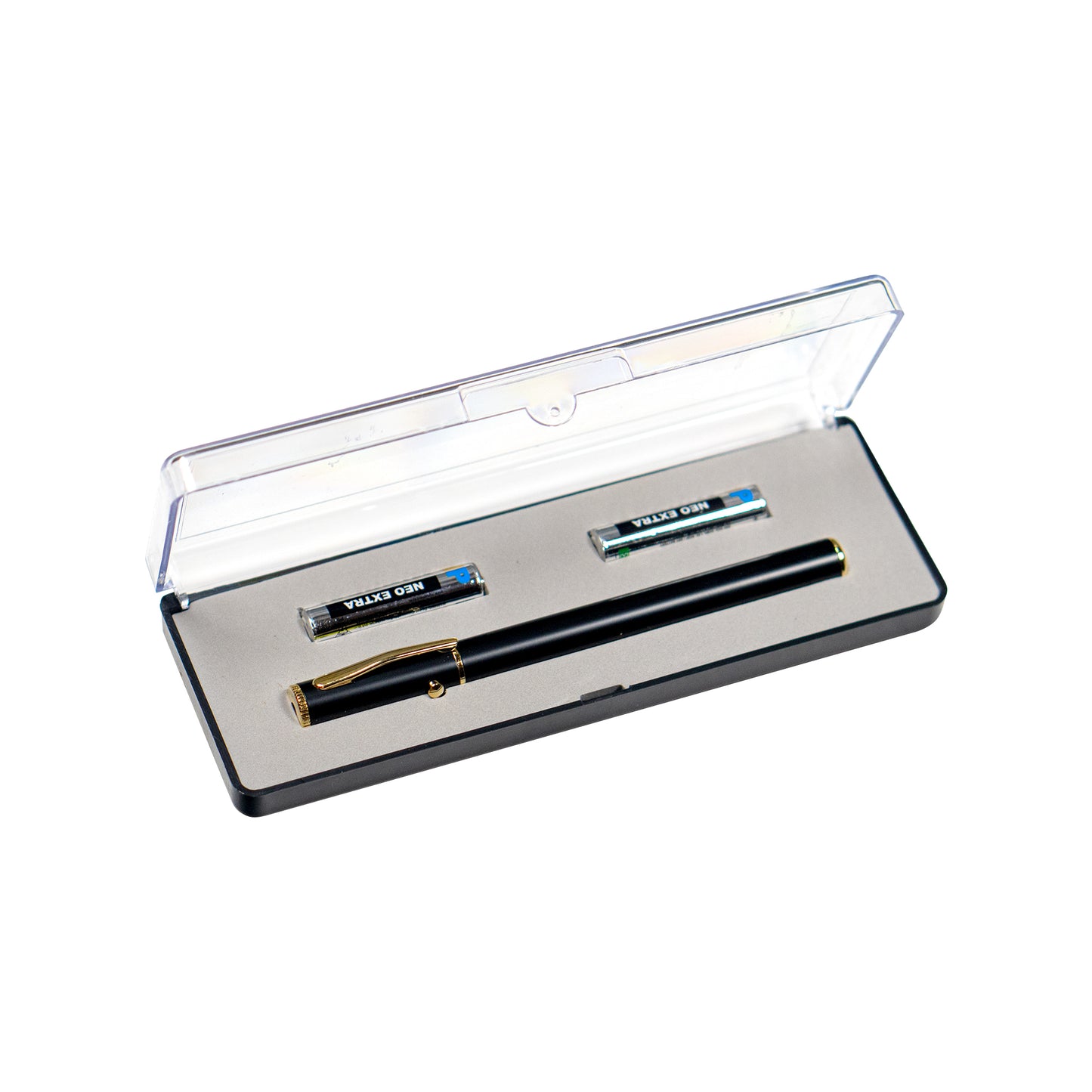 Class 3r red laser pen with clamshell foam case and batteries included