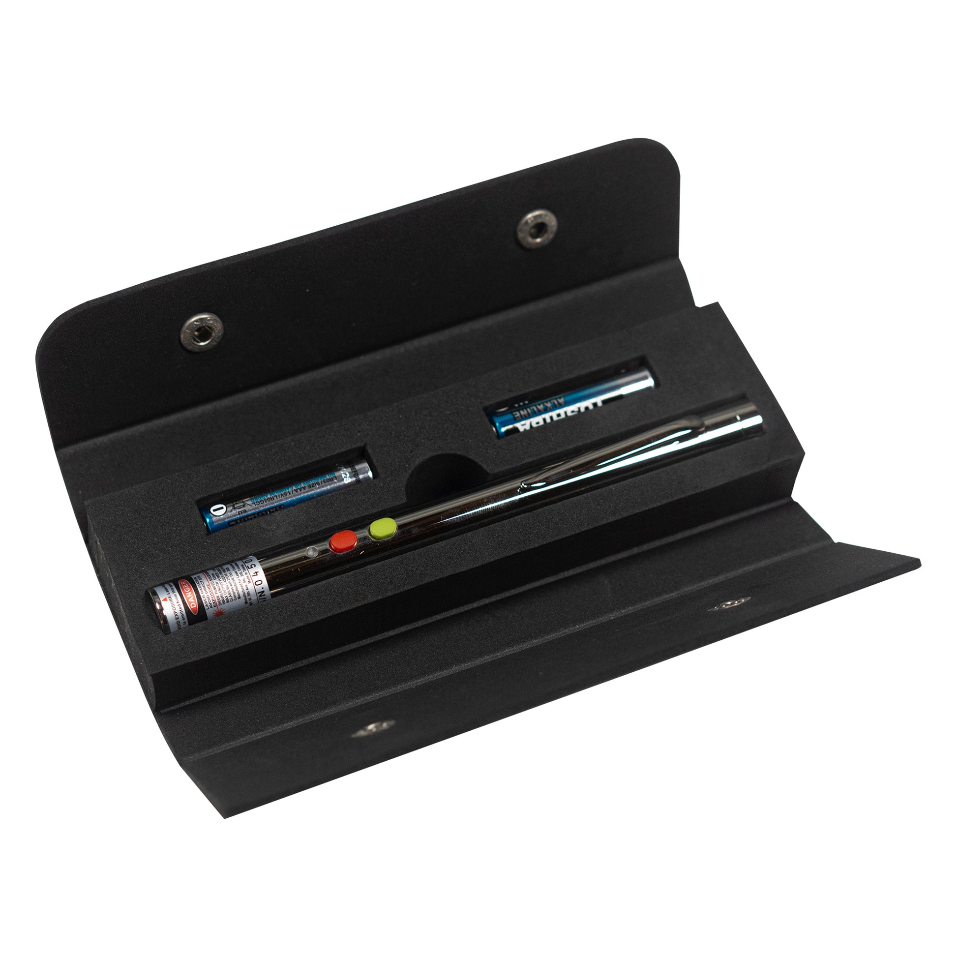 Class 3R black foam carrying case for red/green dual laser pointer pen with batteries included