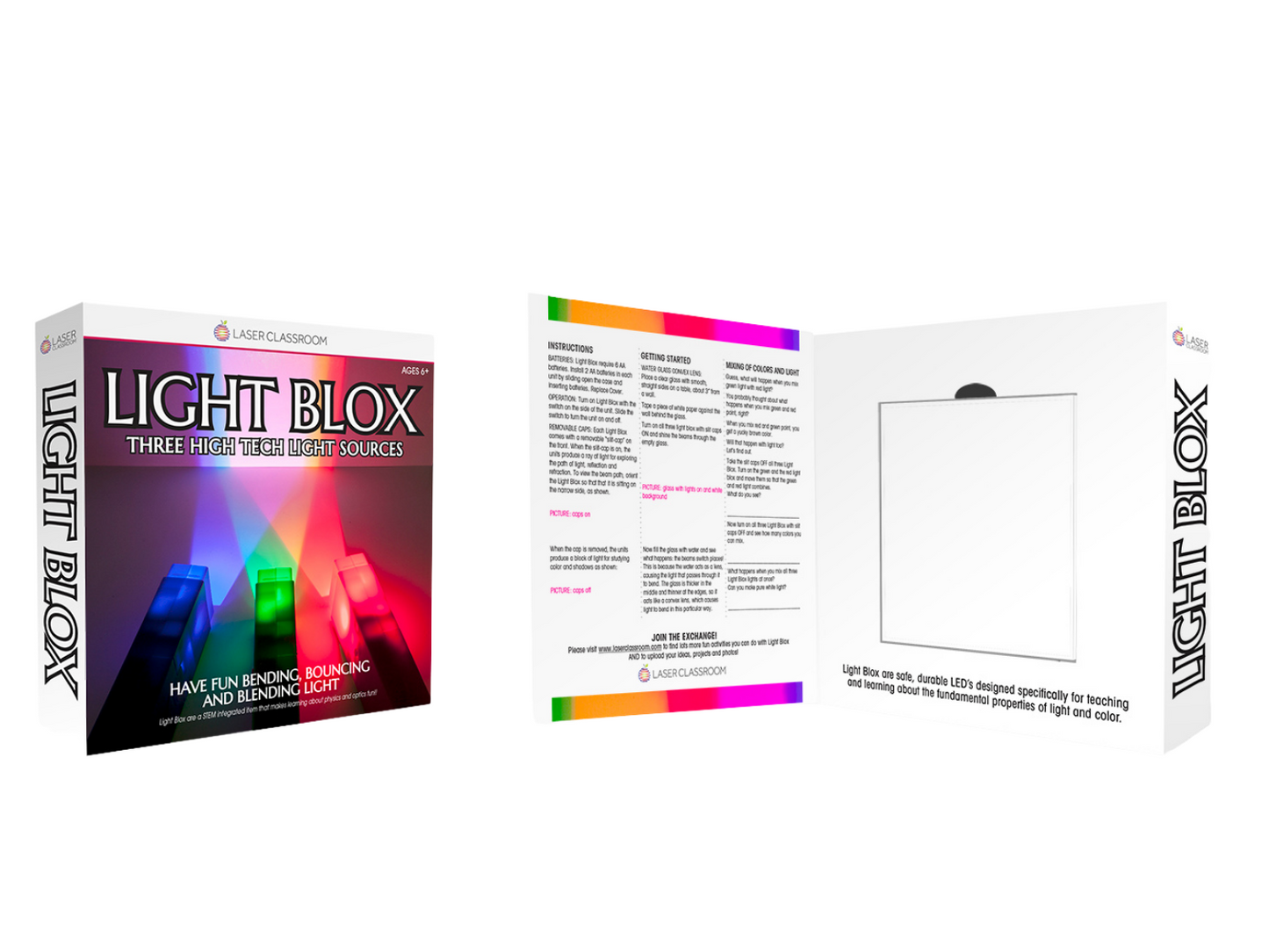 light blox LED primary colors mixing reflection classroom learning kit