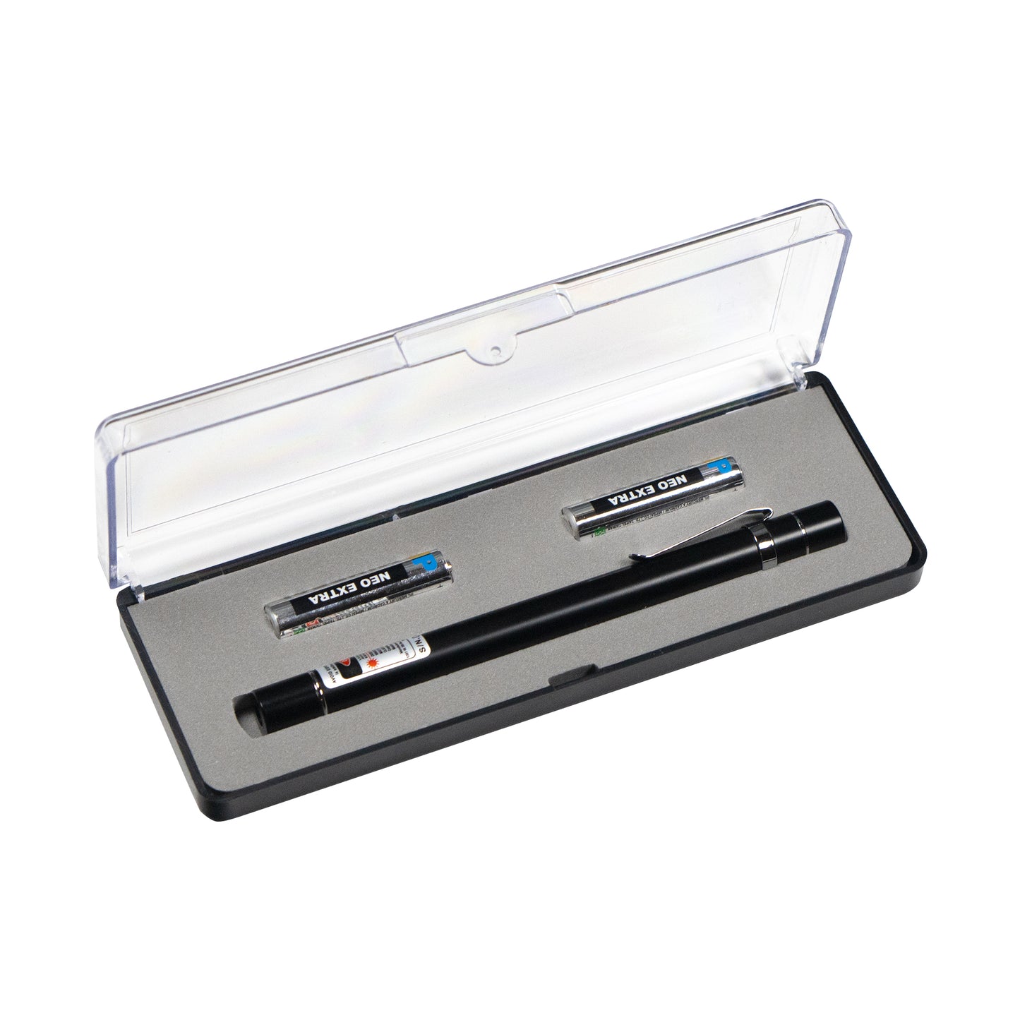 red laser acupuncture therapy pen in clamshell carrying case with batteries included